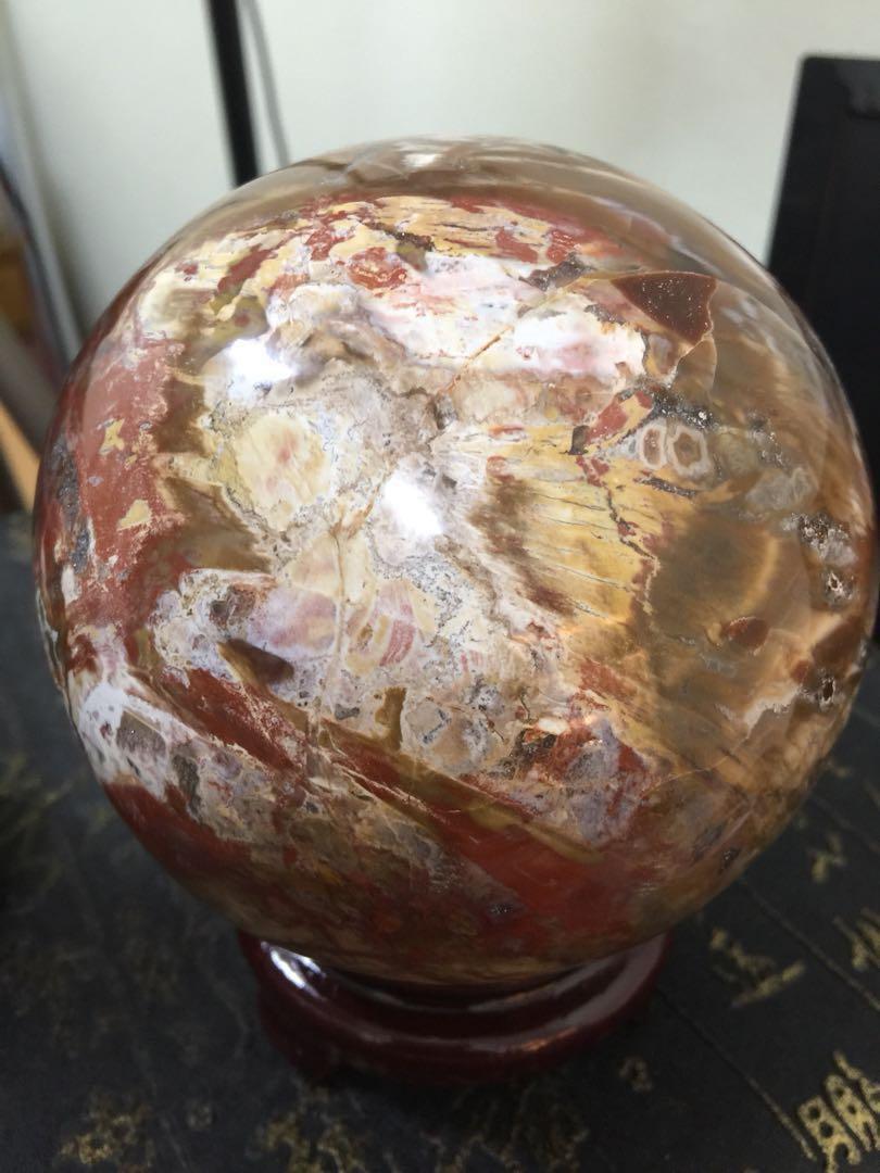 Petrified Wood Crystal Ball 木化玉水晶球 Vintage Collectibles Vintage Collectibles On Carousell