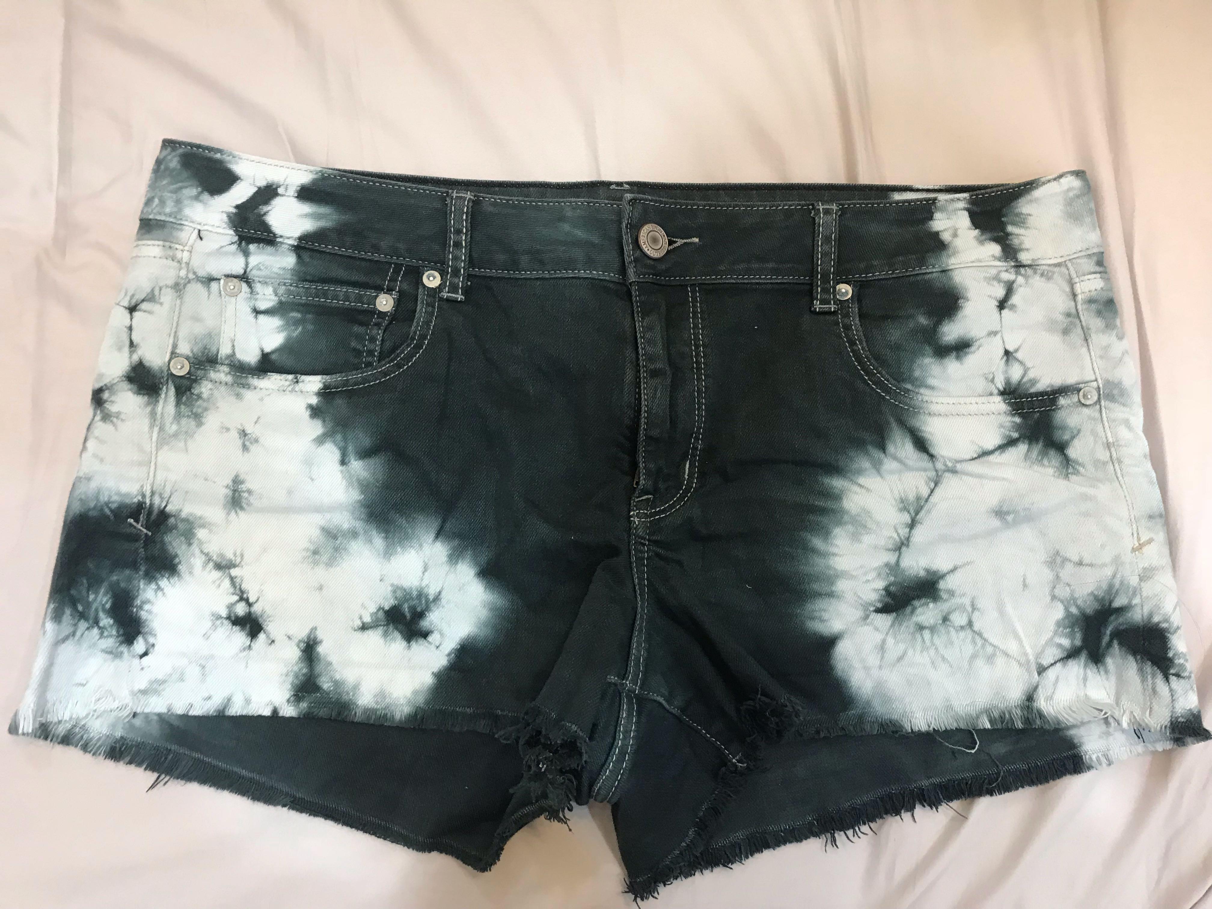 Plus Size American Eagle Black Tie Dye Shorts Uk18 Women S