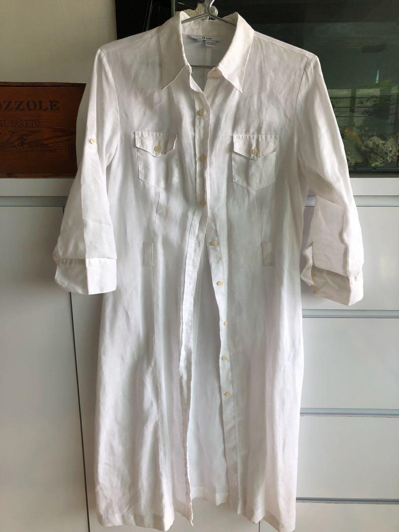 white zara shirt dress