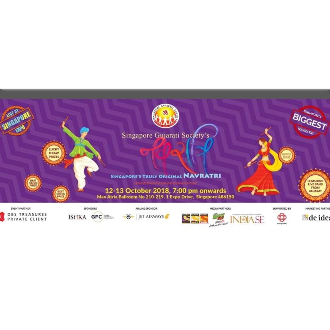 1 Singapore Gujarati Society Garba ticket for 13th October, Tickets