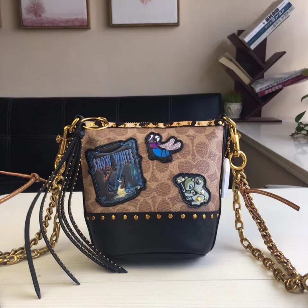 Authentic Coach X Disney Duffle 12 In Signature Patchwork F32930 Khaki