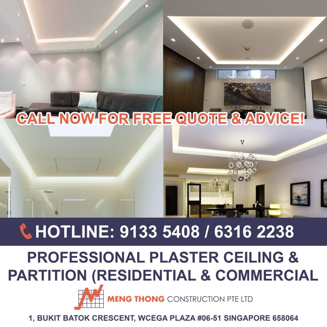 Call Us Now Plaster Ceiling Partition Works Cornice False Ceiling Home Services Renovations On Carousell