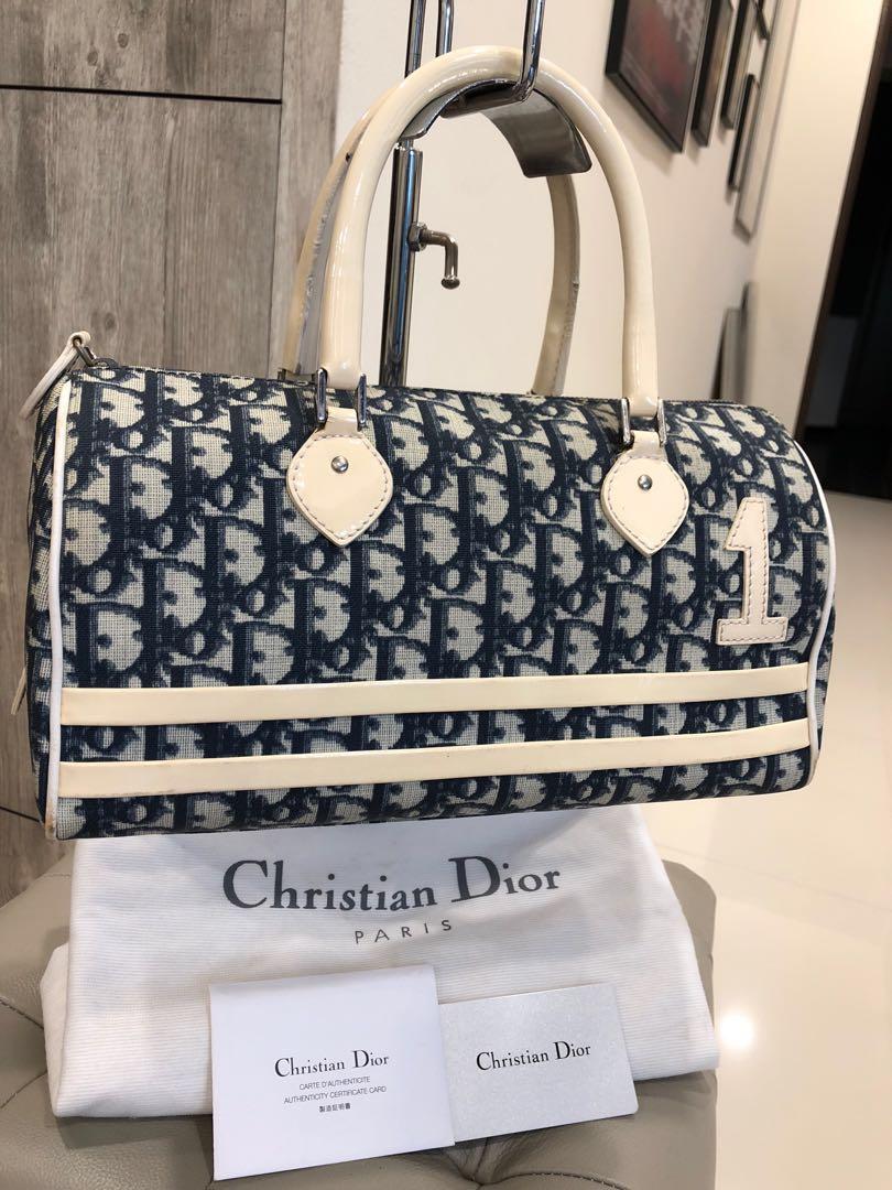 Christian Dior Navy Monogram Small Boston Bag Dior