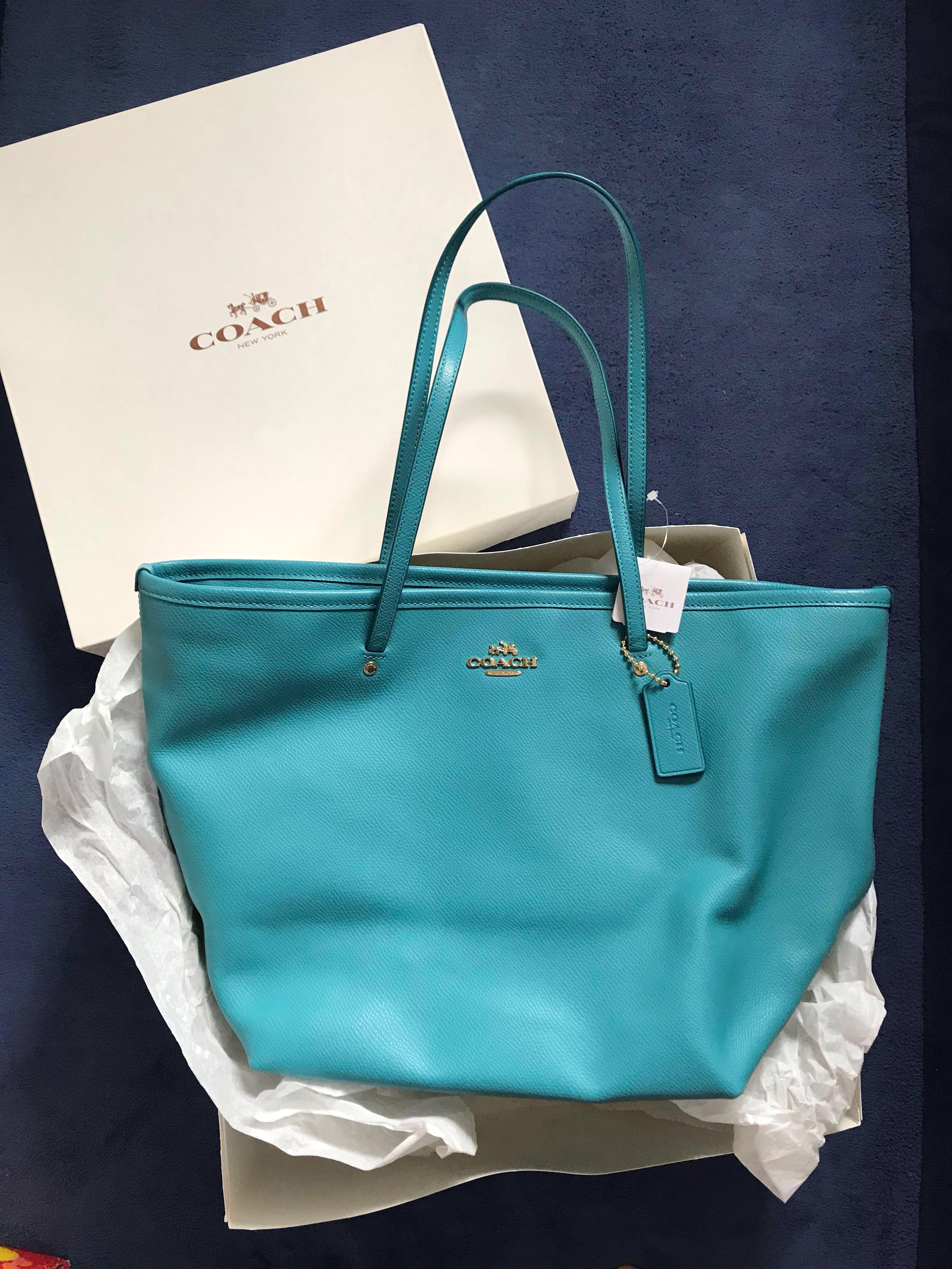 Coach turquoise tote sale