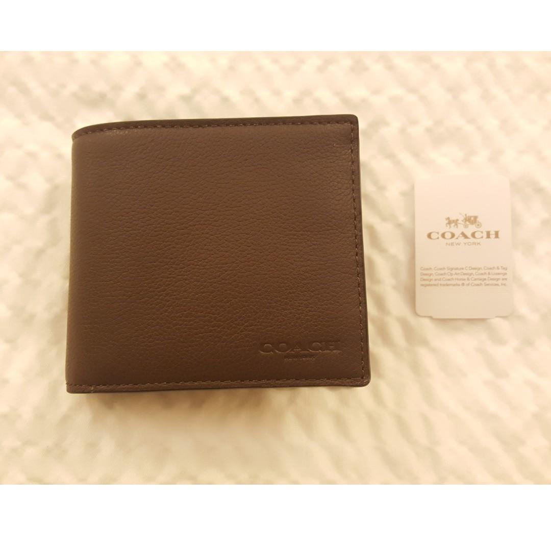 coach dark saddle wallet