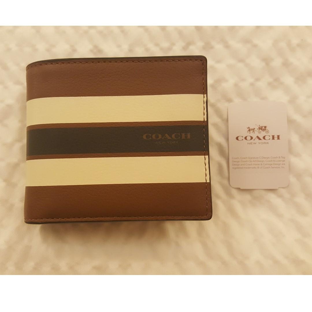 Coach Men s Leather Wallet Dark Saddle F75399 Men s Fashion Watches Accessories Wallets Card Holders on Carousell