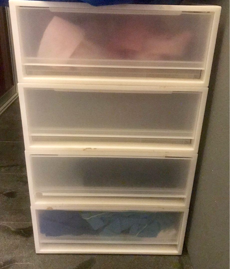 Muji Acrylic Plastic Stackable 4 Drawer Set Furniture Shelves