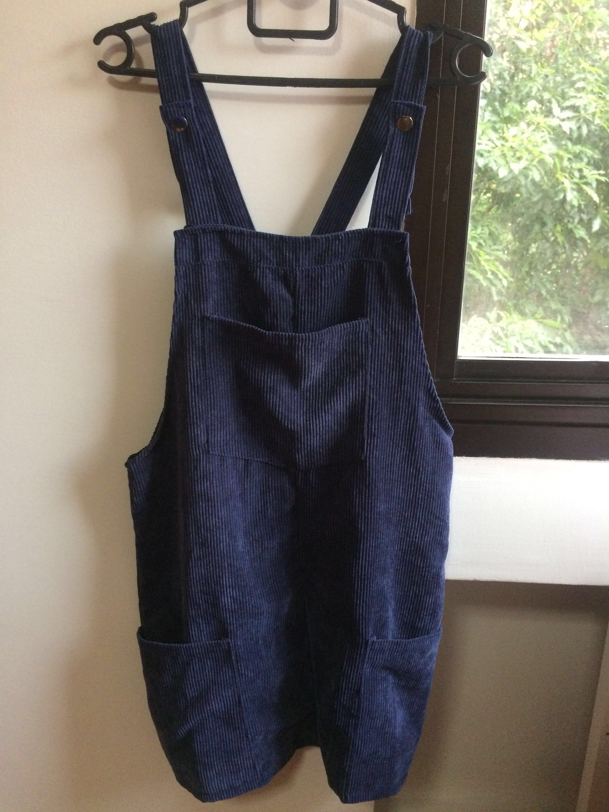navy dungaree dress