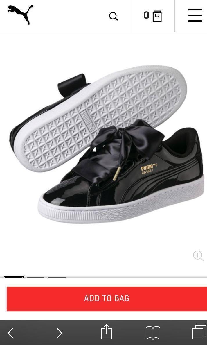 Puma Basket Heart Patent Leather Black Women s Fashion Footwear