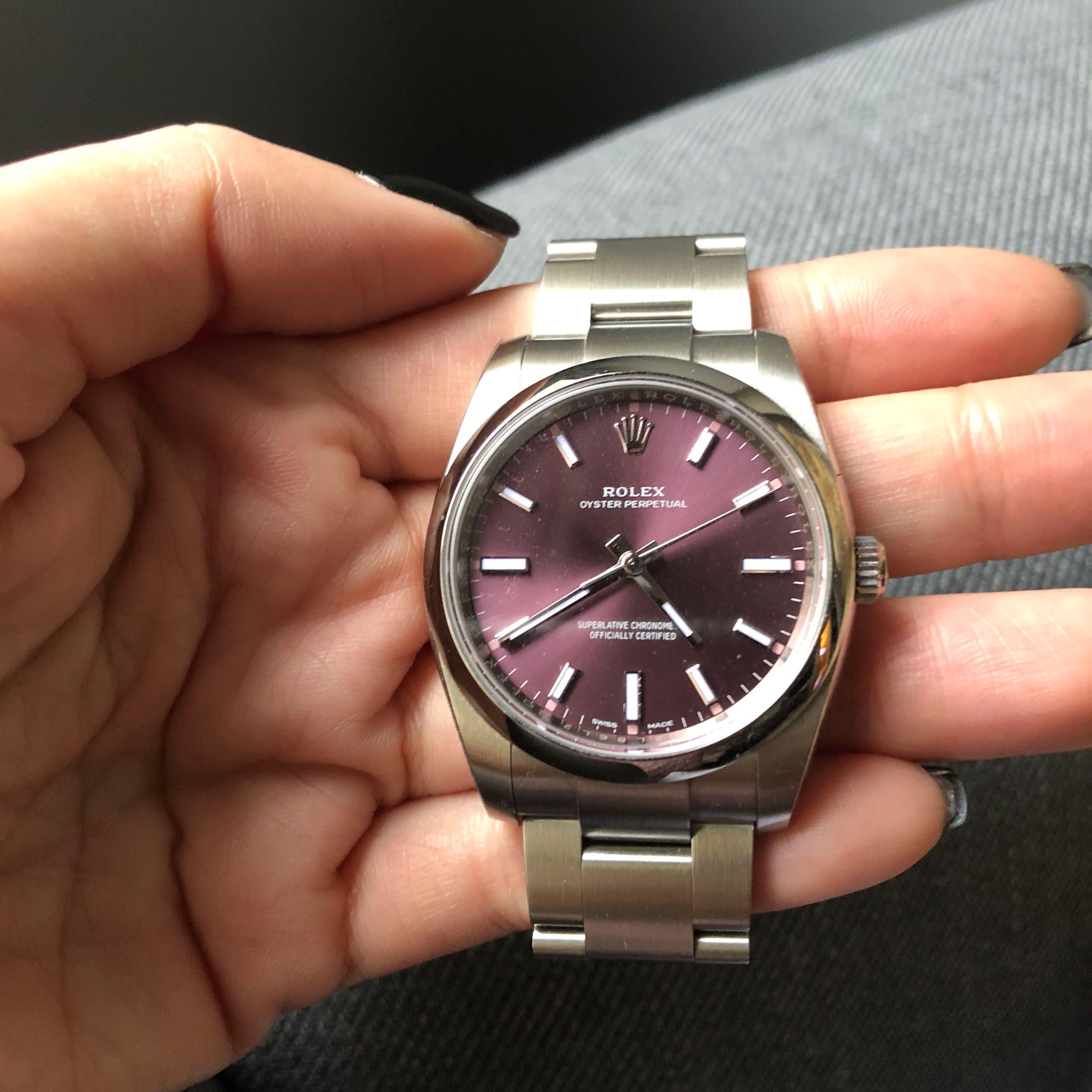 rolex oyster perpetual purple dial