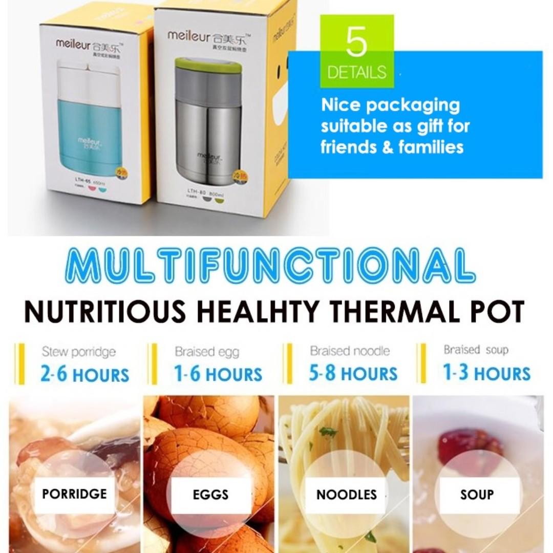 Thermal Cooker Pot 800ml With Steam Release Thermos Vacuum, TV & Home