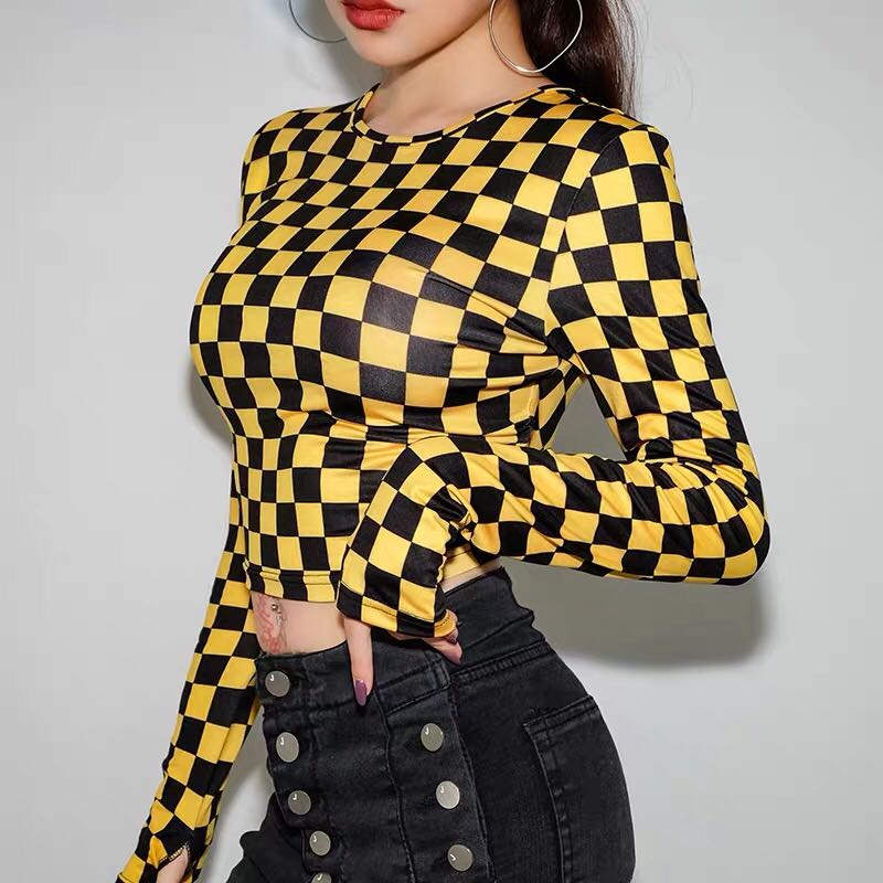 yellow checkered top