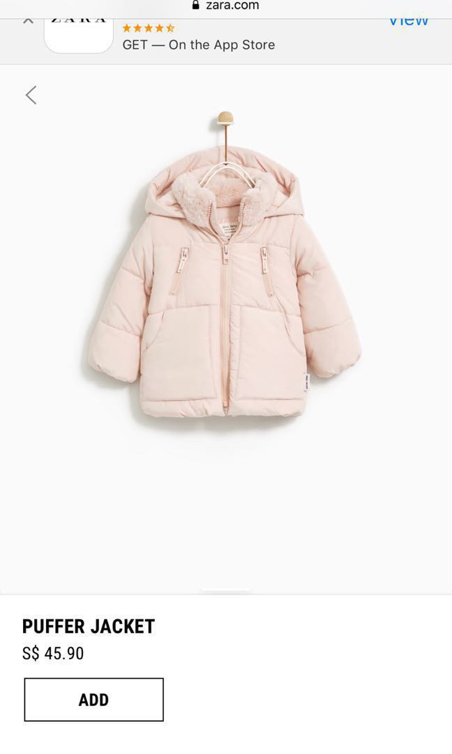 Zara Pink Winter Puffer Jacket 2 3years, Zara Winter Coat Baby