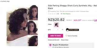 Black curly short wig