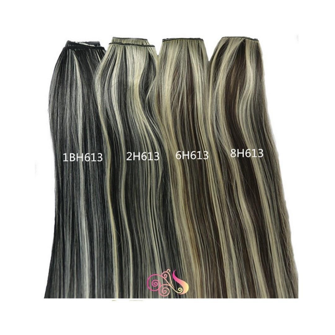5 Clips Straight Hair Extensions Black Dark Brown With Blonde