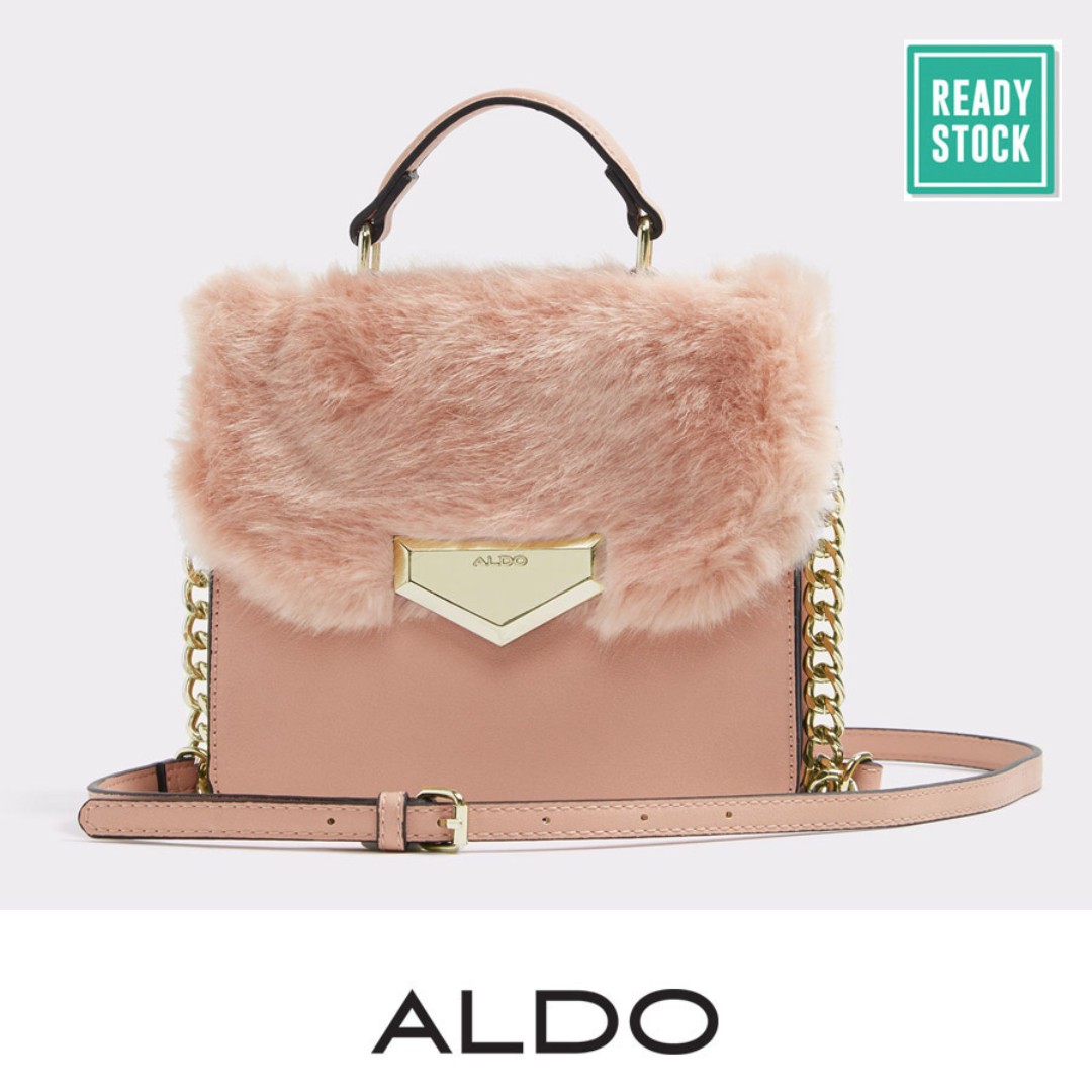 AUTHENTIC ALDO FAUX FUR CROSSBODY BAG PINK READY