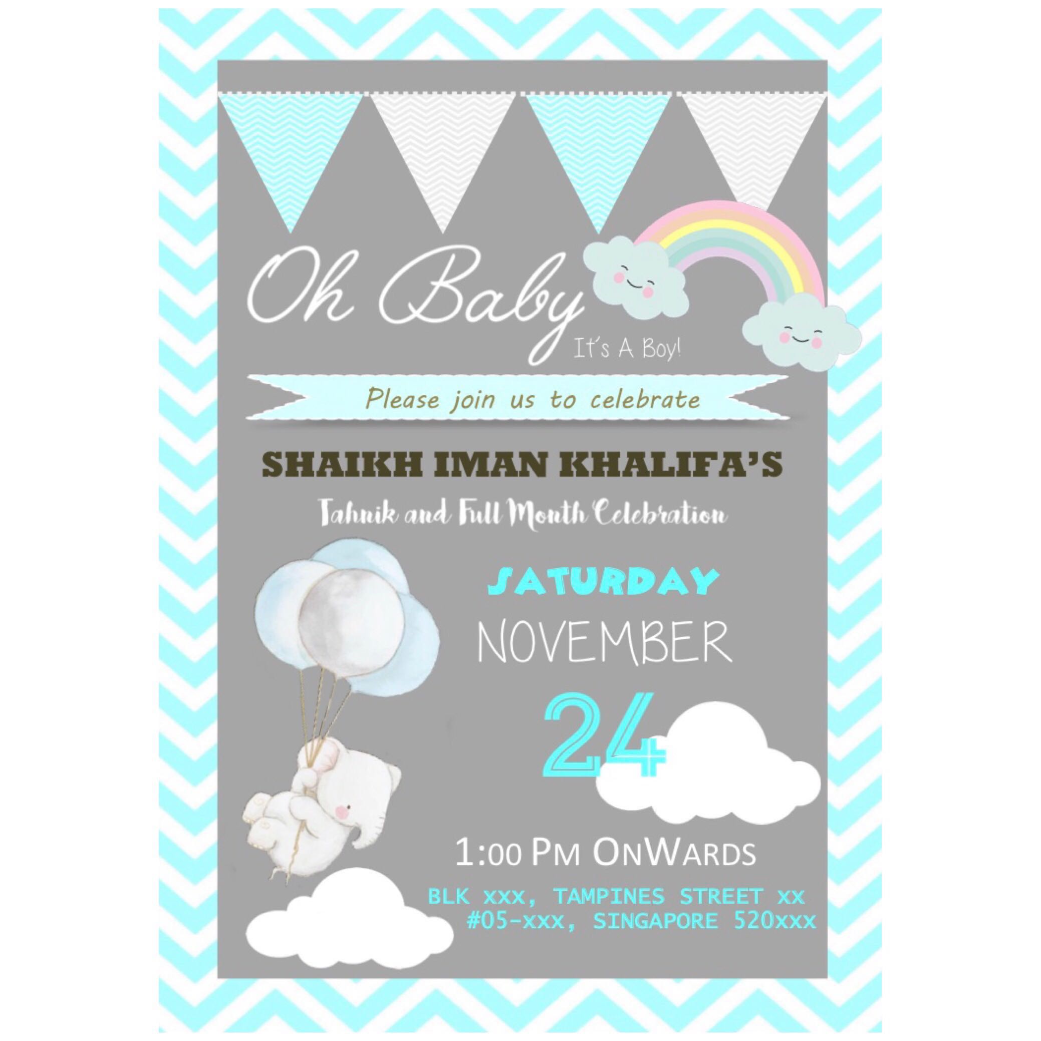 baby full month invitation card