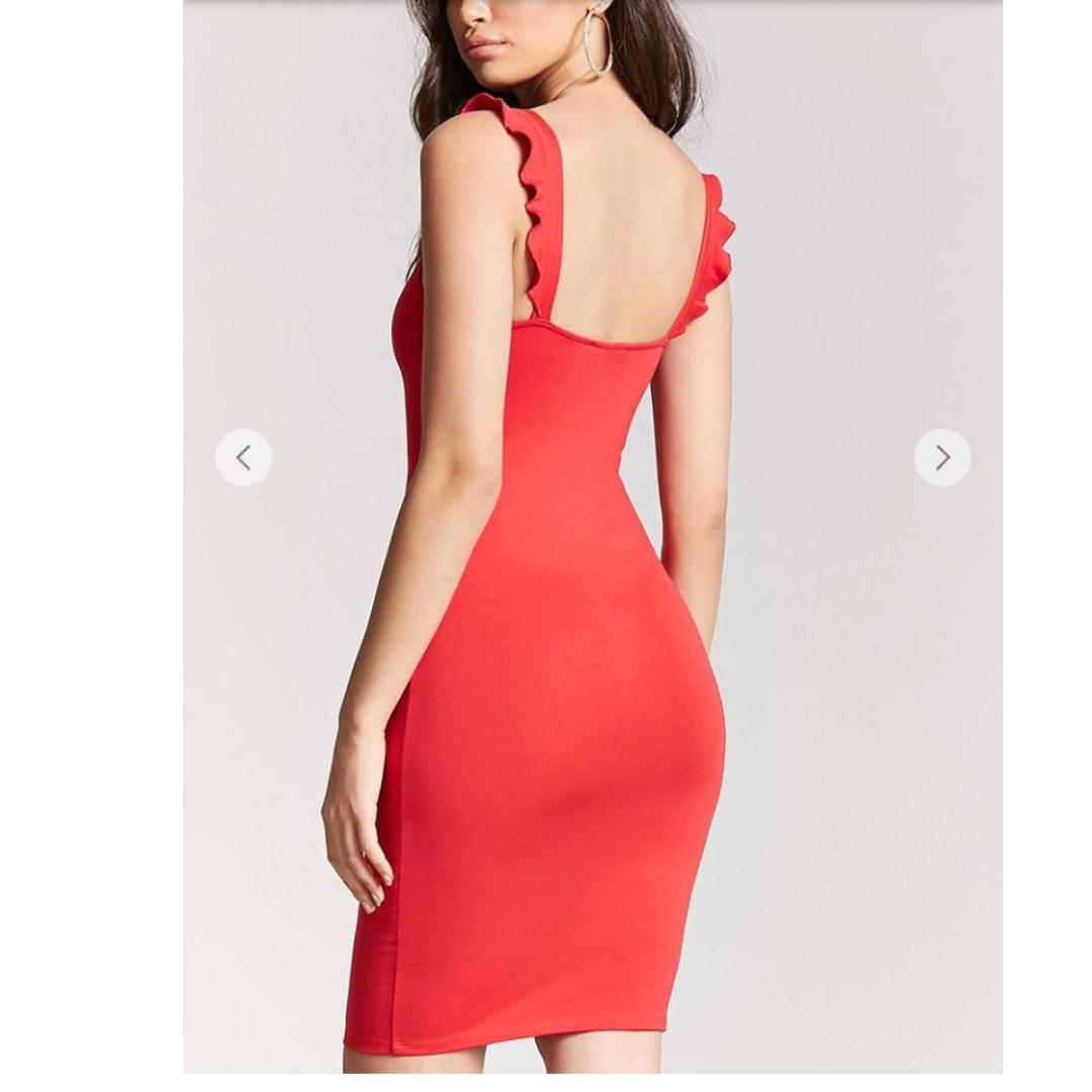 Red ruffle dress forever 21 cheap