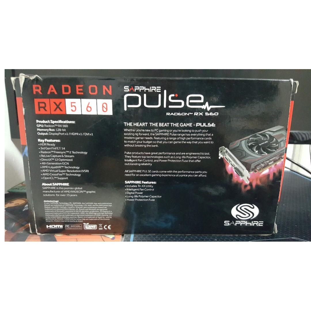 (RUSH) GPU - RX 560 Sapphire Pulse 4GB, Computers & Tech, Parts ...