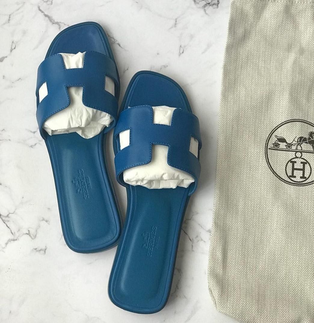Hermes blue slipper store