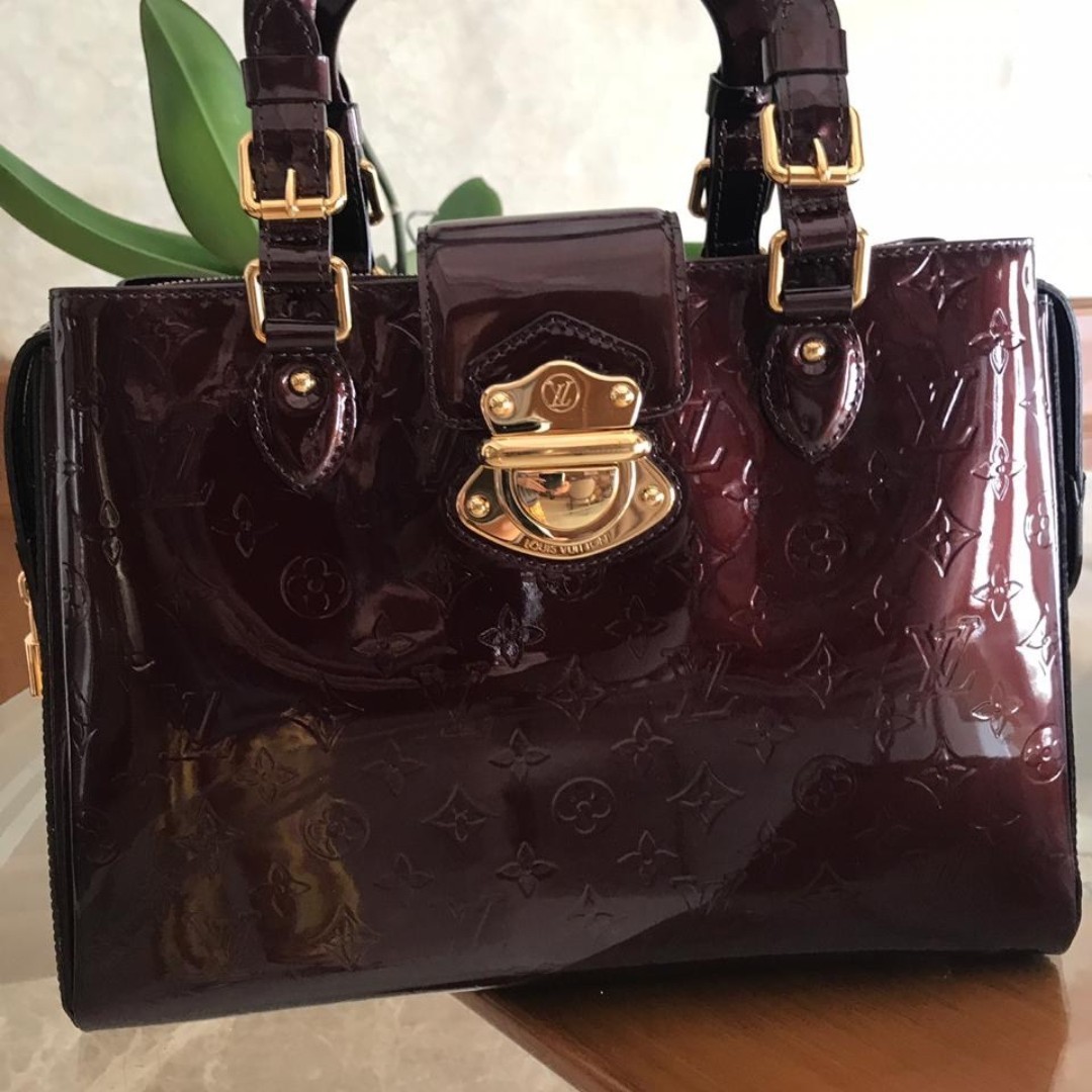 tas handbag Louis Vuitton Amarante Monogram Vernis Melrose Avenue