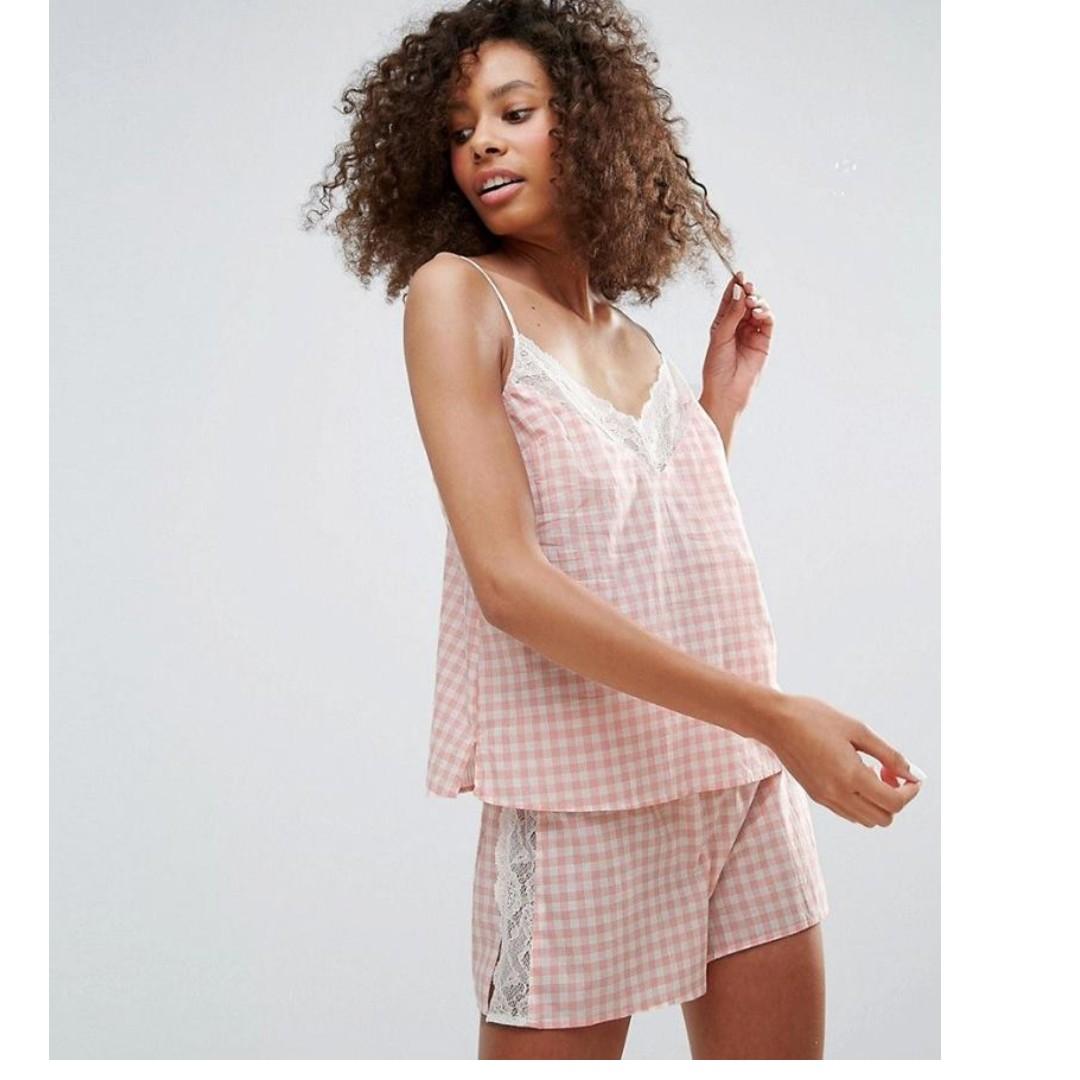Monki Gingham Short Pyjama Set Women s Fashion New Undergarments