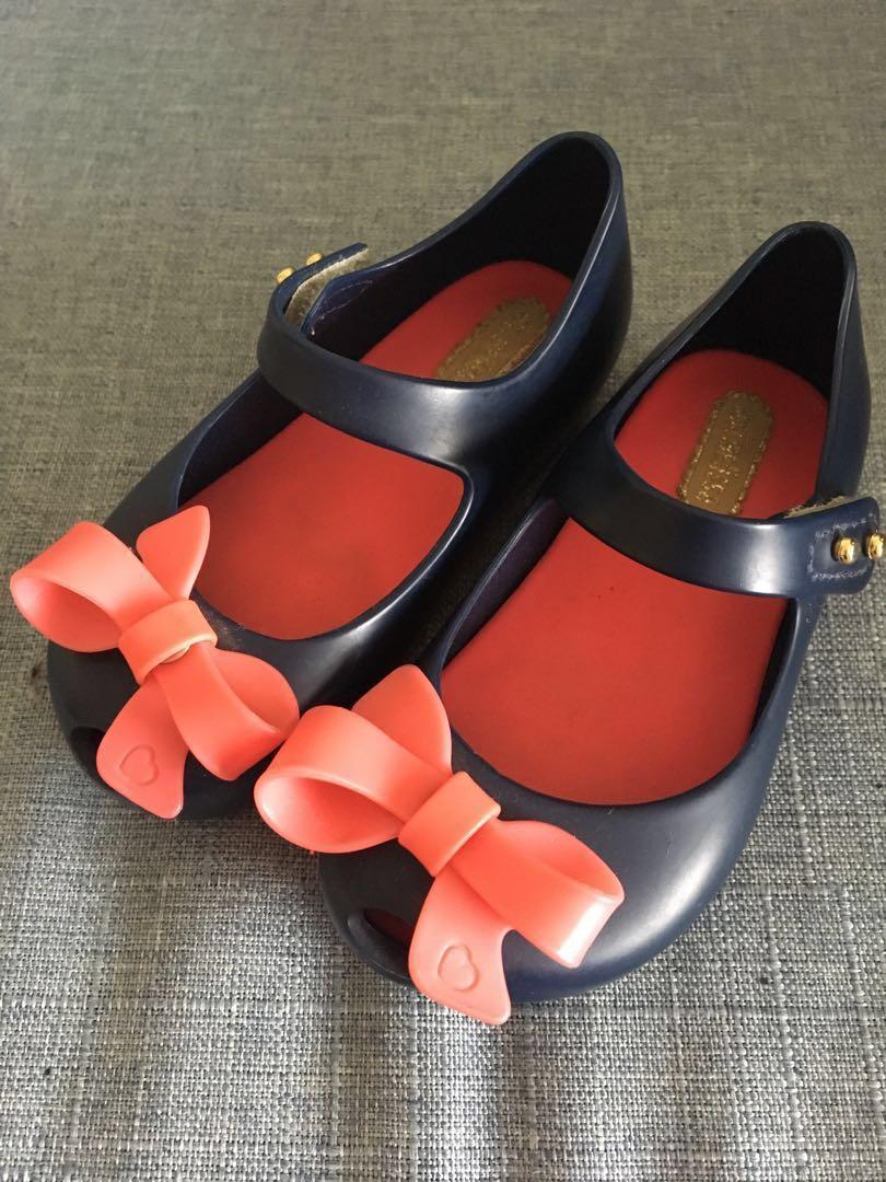 Navy Blue Mini Melissa Shoes with Pink 