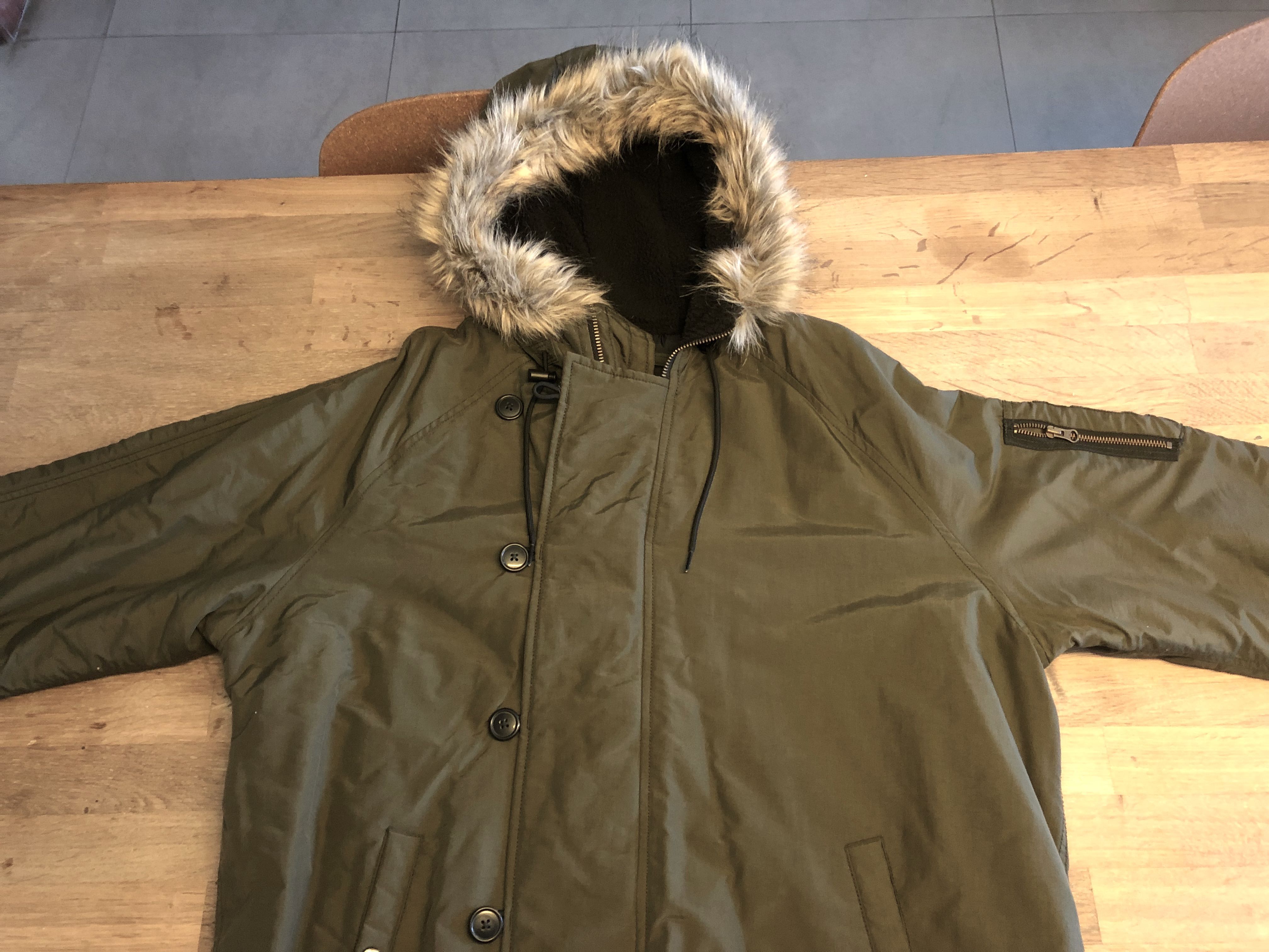 Old Navy Winter Long Jacket With Faux Fur Hood Men S Fashion