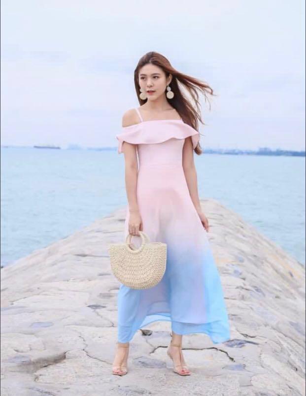 Pink and best sale blue ombre dress