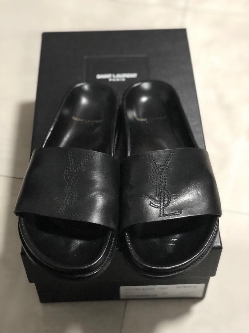 Saint Laurent Men's Black slide sandals 