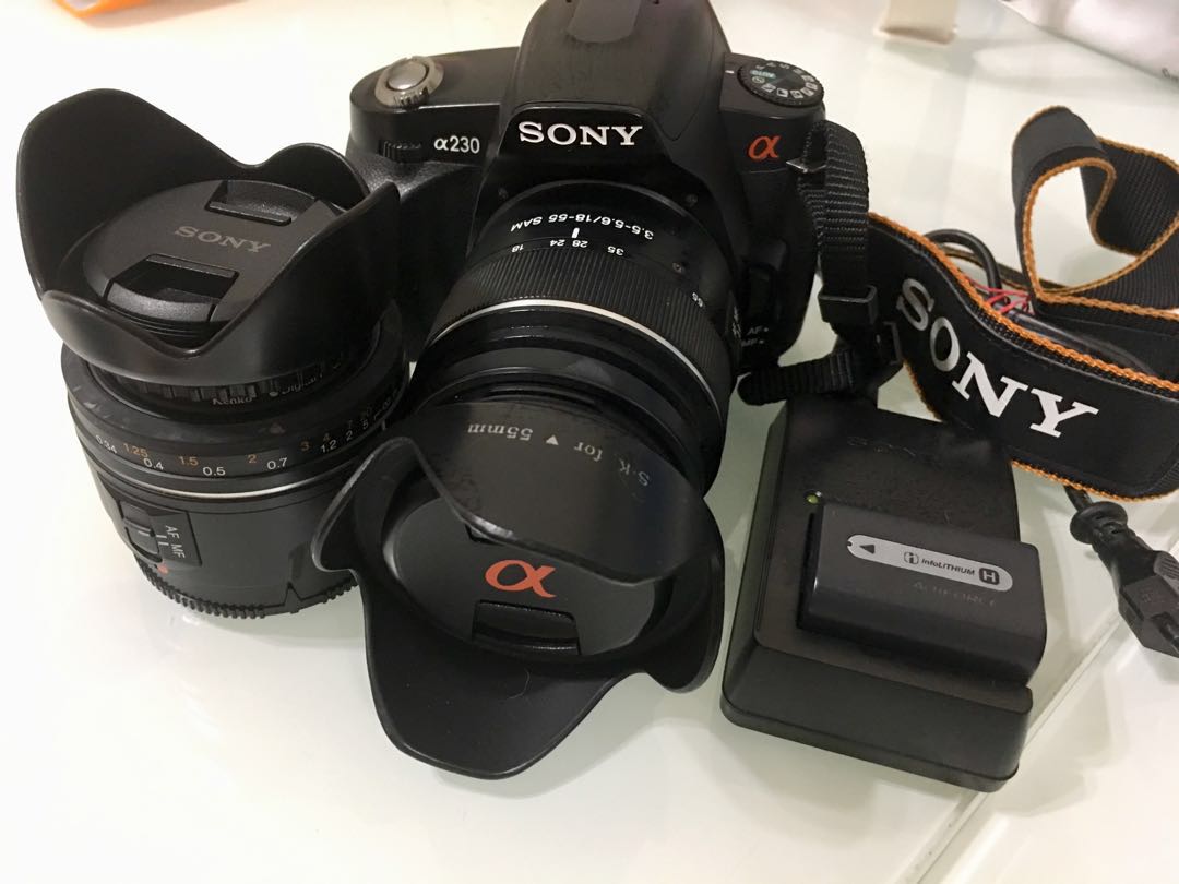 Sony A230 DSLR with extra lens, Photography, Cameras on Carousell