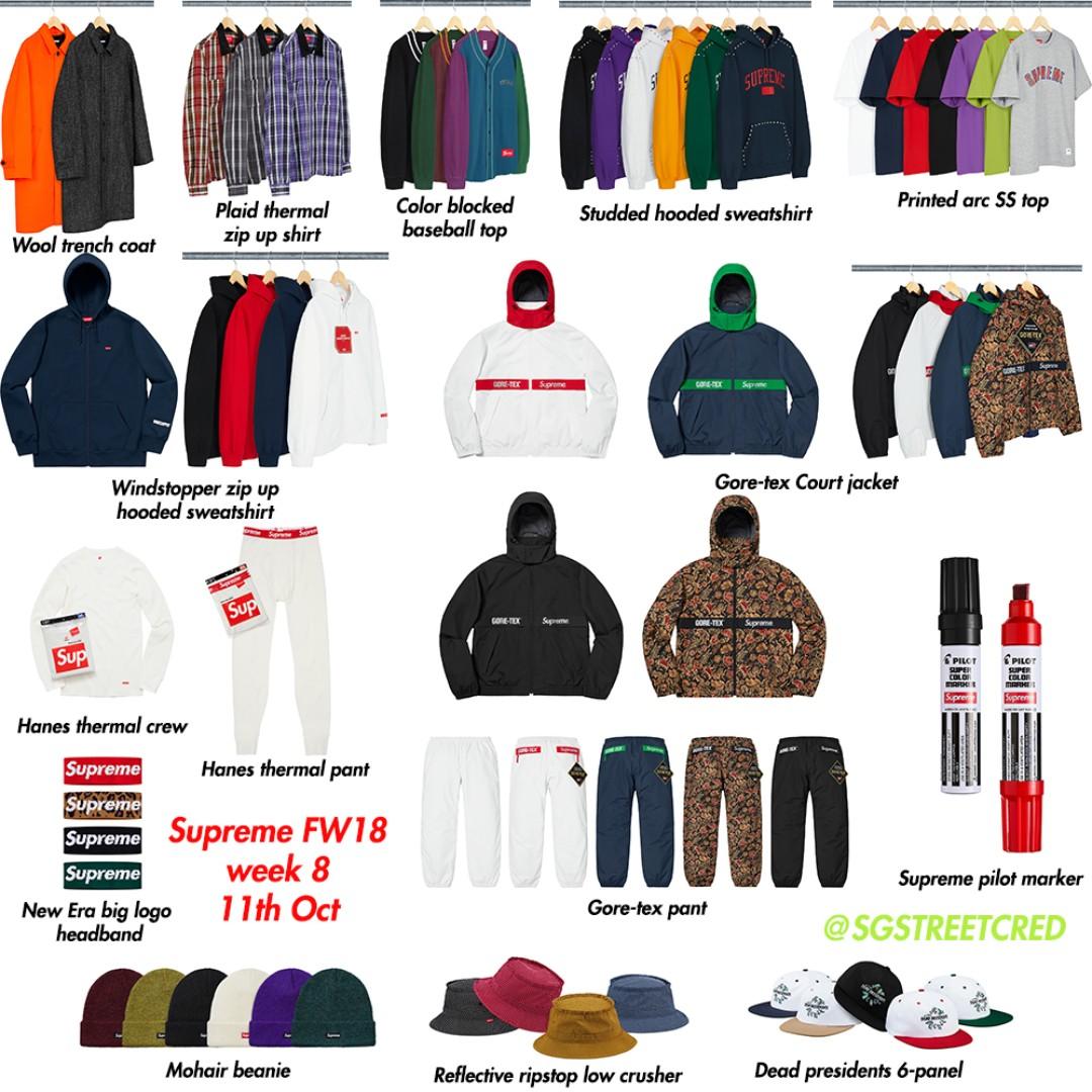 Supreme Fw18 Week 8 Preorder Men S Fashion Clothes Tops On