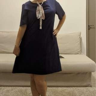 👗 Casual summer dress marine blue plus-size irregular loose fit simple can be accessorized easily for perfect look