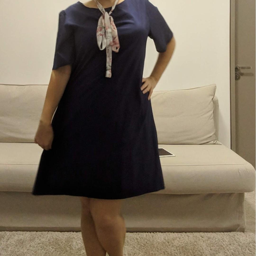 Casual Summer Dress Marine Blue Plus Size Irregular Loose Fit