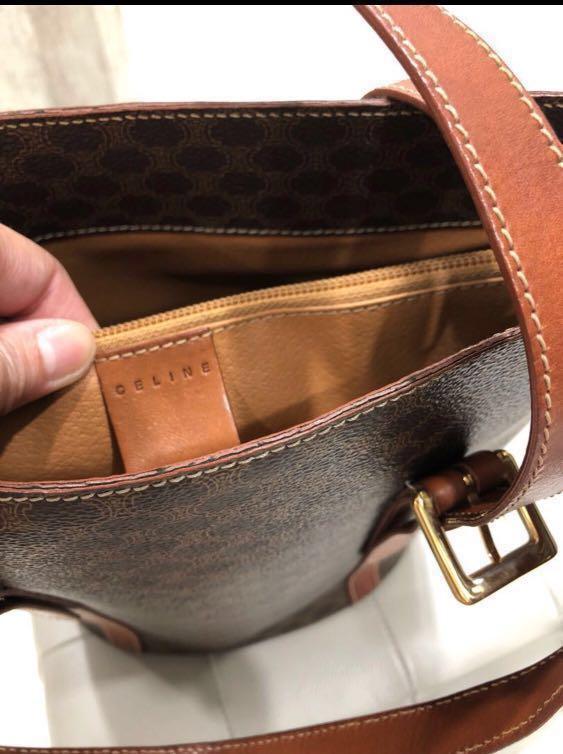 Celine Celine Macadam Pattern Handbag Leather Brown P14438 – NUIR