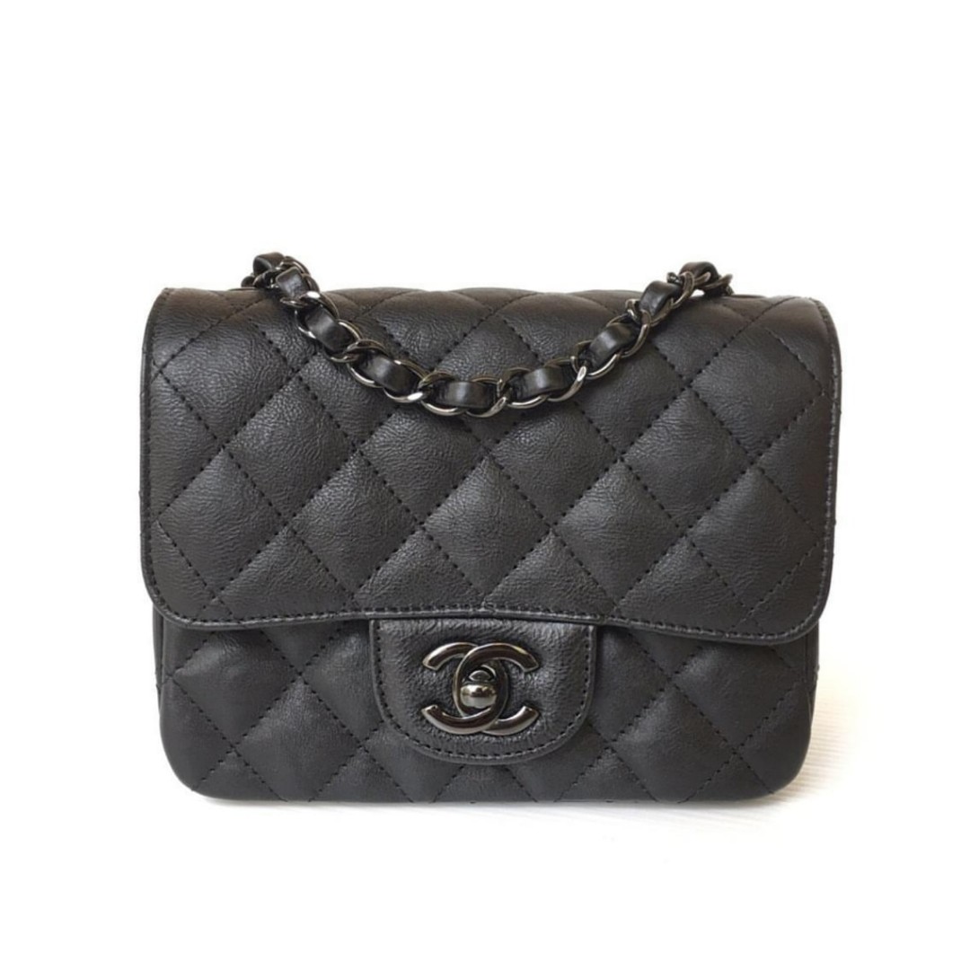 Authentic Chanel Classic Mini Square All Black So Black Flap Bag, Luxury,  Bags & Wallets on Carousell