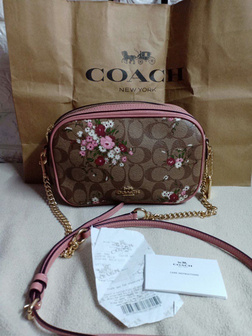 Coach pink floral crossbody sales