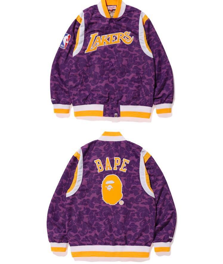 bape x mitchell and ness lakers