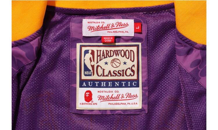 Bape x mitchell & ness lakers warm up jacket store