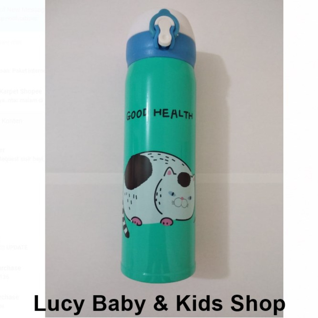 Biru Hijau Termos Tumbler Karakter Kucing 500ml Vacuum Flash S Bayi Anak Lainnya Di Carousell