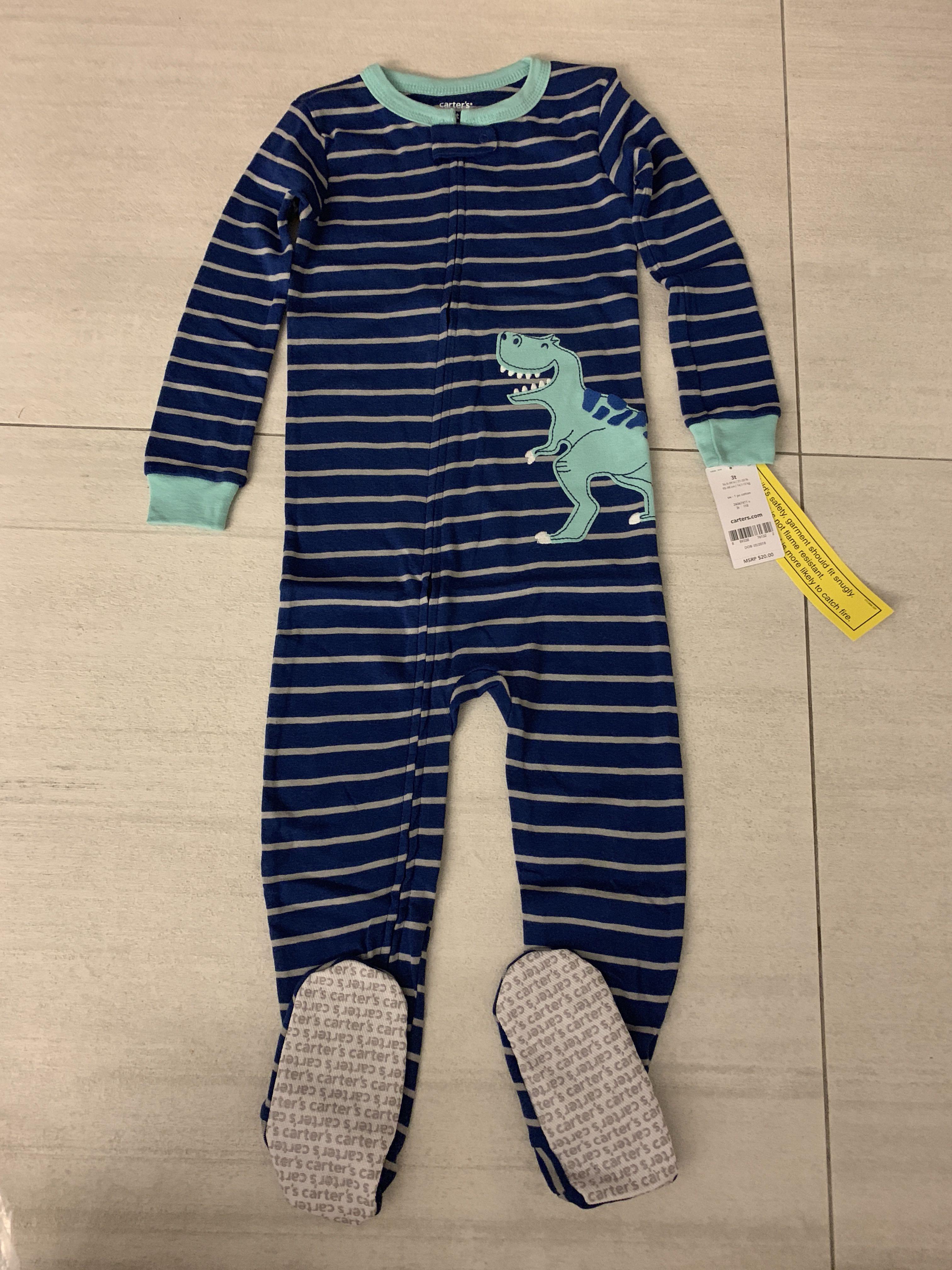 Carter 3t Zip Up Romper Dino Blue Babies Kids Boys Apparel 1 To 3 Years On Carousell