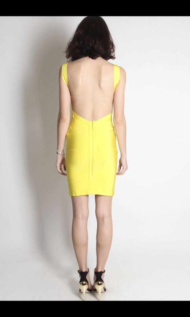 Herve Leger inspired bandage dress in yellow Women s Fashion
