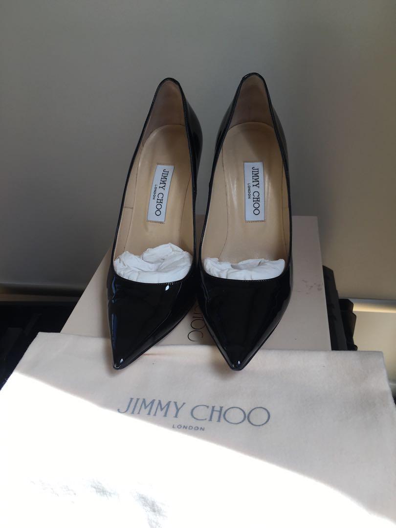 Jimmy Choo Abel Black Patent Heels 