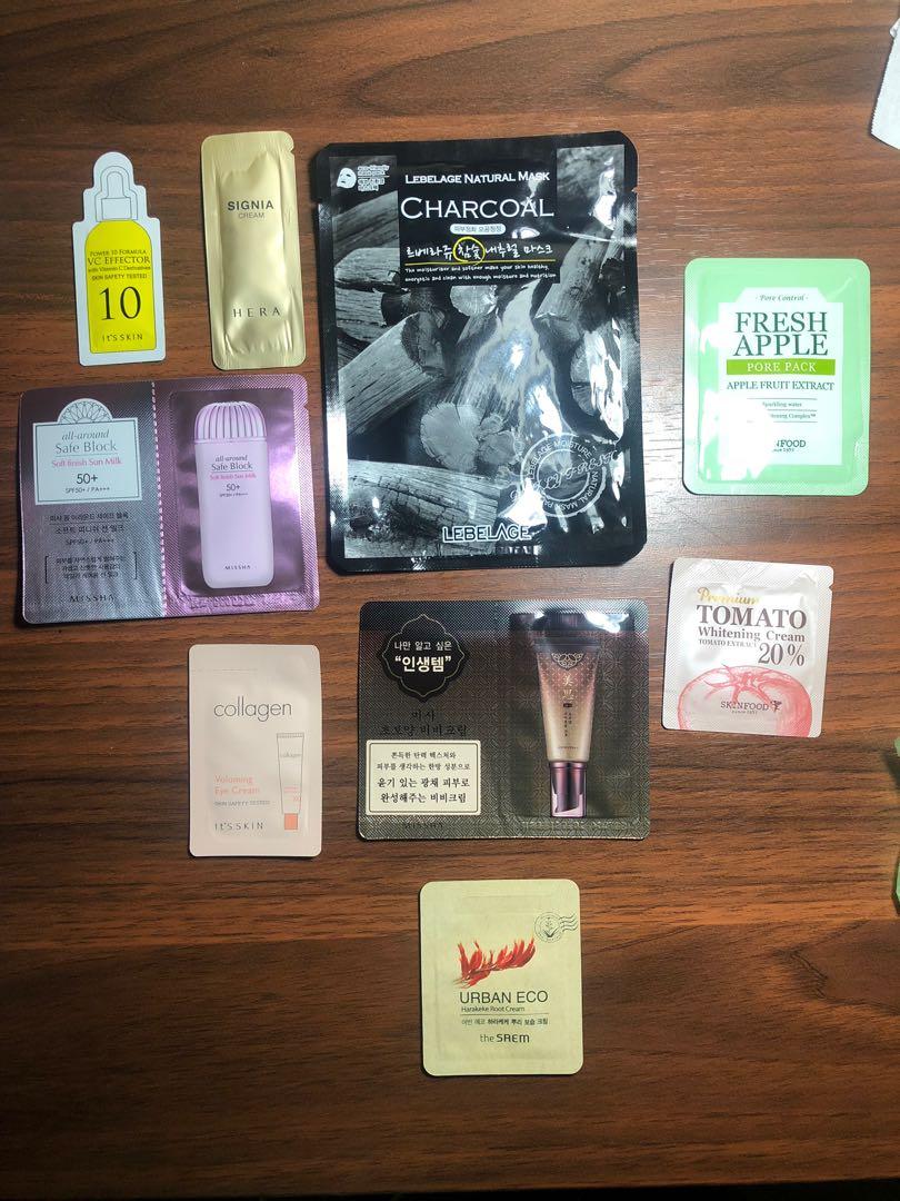 Korean Skincare B1 (Category: Face Care) located in Quezon City. Submitted by shopwithus08__ (Listing ID 194343520, Image 1). Description: LEBELAGE NATURAL CHARCOAL MASK MISSHA SAFE BLOCK SOFT FINISH SUN MILK IT’S SKIN VIT C SERUM HERA SIGNIA CREAM IT’S SKIN EYE CREAM MISSHA CHO BO YANG BB CREAM THE SAEM HARAKEKE ROOT CREAM SKINFOOD TOMATO CREAM SKINFOOD APPLE PORE PACK HOW MUCH? - 💸 200 CONDITION? - BN ✔️ COURIER - GRAB EXPRESS (depending on lo