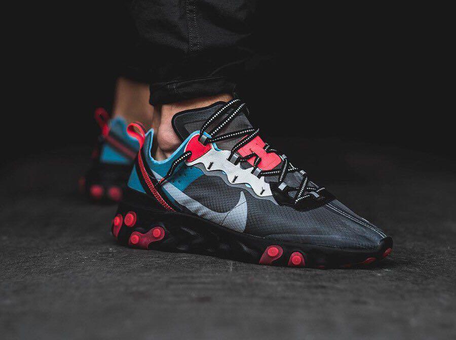 nike react element 87 black cool grey blue chill