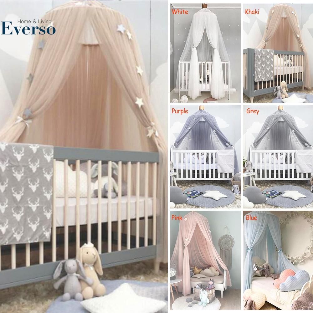 Baby Lace Crib Tent Round Dome Hanging Curtain Mosquito Net Kids Room Decor hea