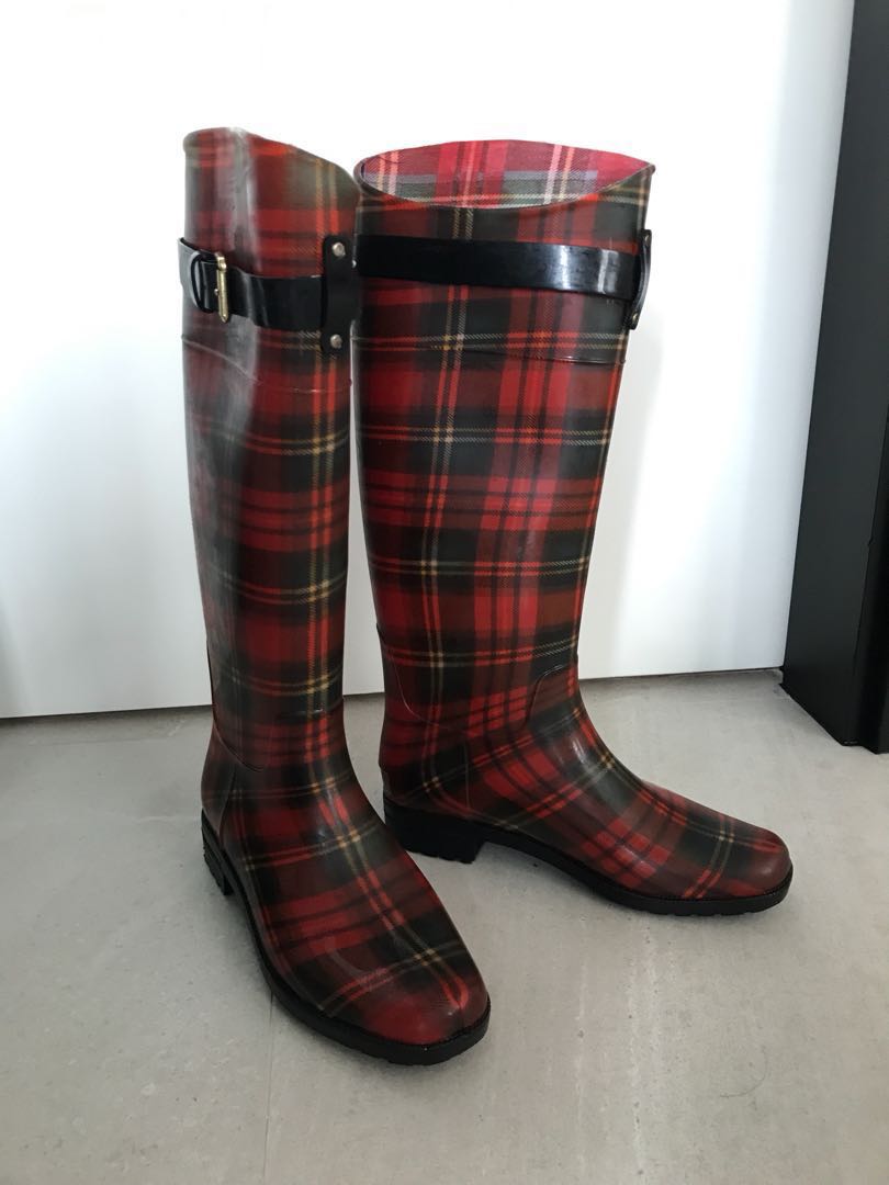 ralph lauren rain boots plaid