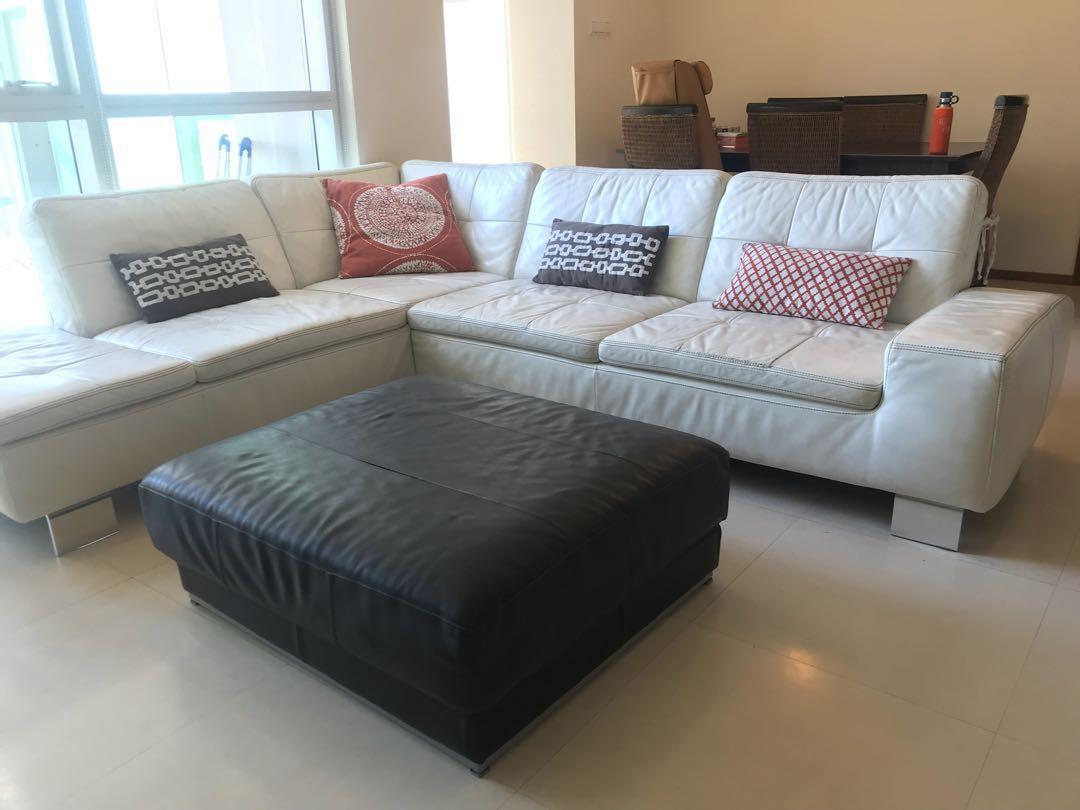 Scandinavian Design White Leather L Shaped Sofa Furniture Sofas On