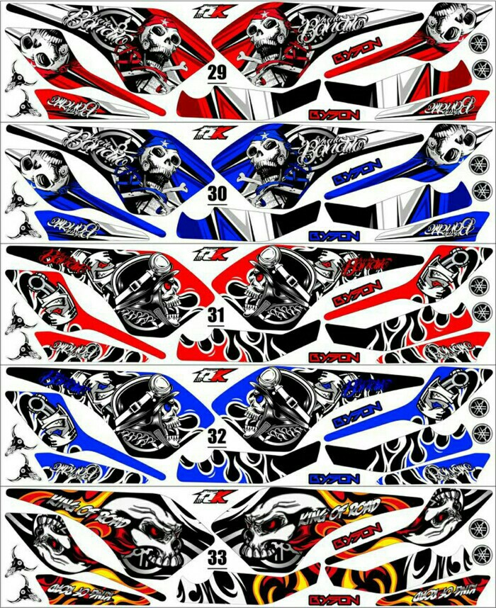 Striping Sticker Variasi Byson Karbu Skulltengkorak Motorbikes