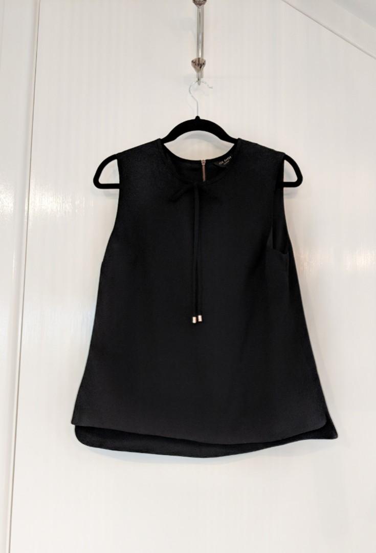 Ted Baker Womens Sleeveless Black Top Like New Size 4 Au12 24